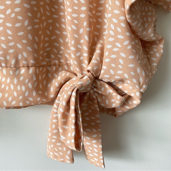 Suzy Shier Ballet Neck Split Sleeves Batwing 3/4 Sleeves Tie Front Blouse - Picture 6 of 12